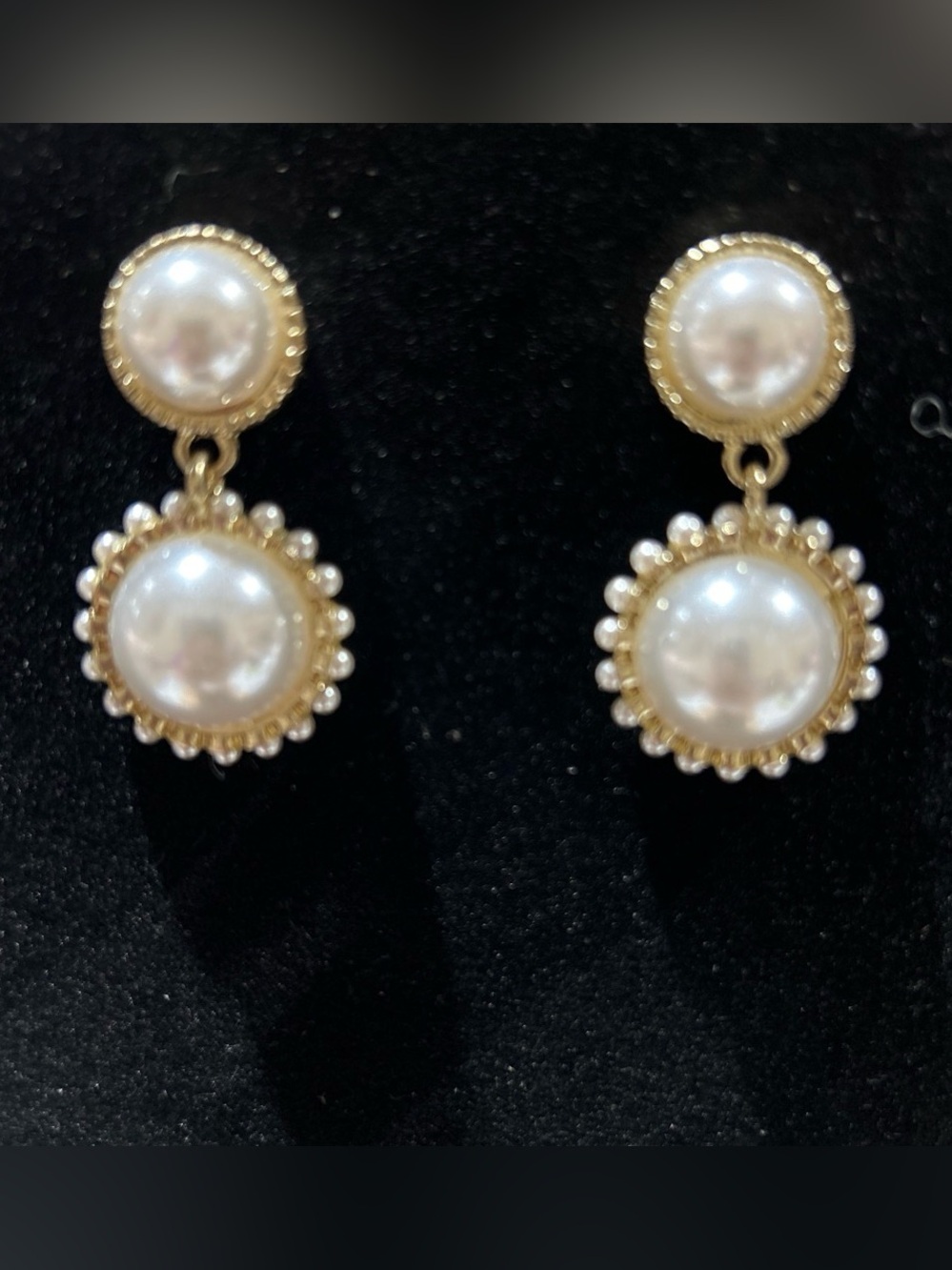 Gold-Tone faux Pearl Drop Earrings - Classic White Pearls